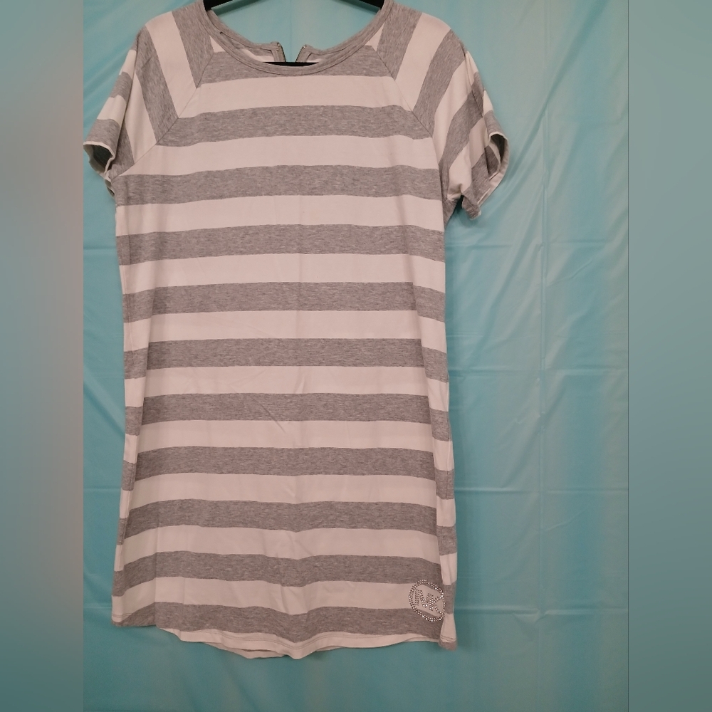 Michael Kors Gray and White Striped Dress